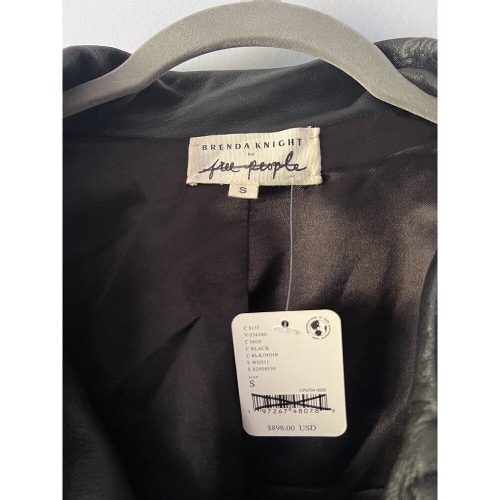 Free People Nigel Preston Chain Embellished Biker Jacket Leather - Picture 7 of 14